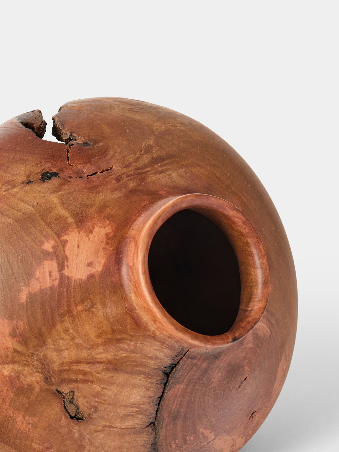 Iida Woodturning - Hand-Turned Bayberry Oil-Finish Vase (13in/33cm) - Brown - ABASK