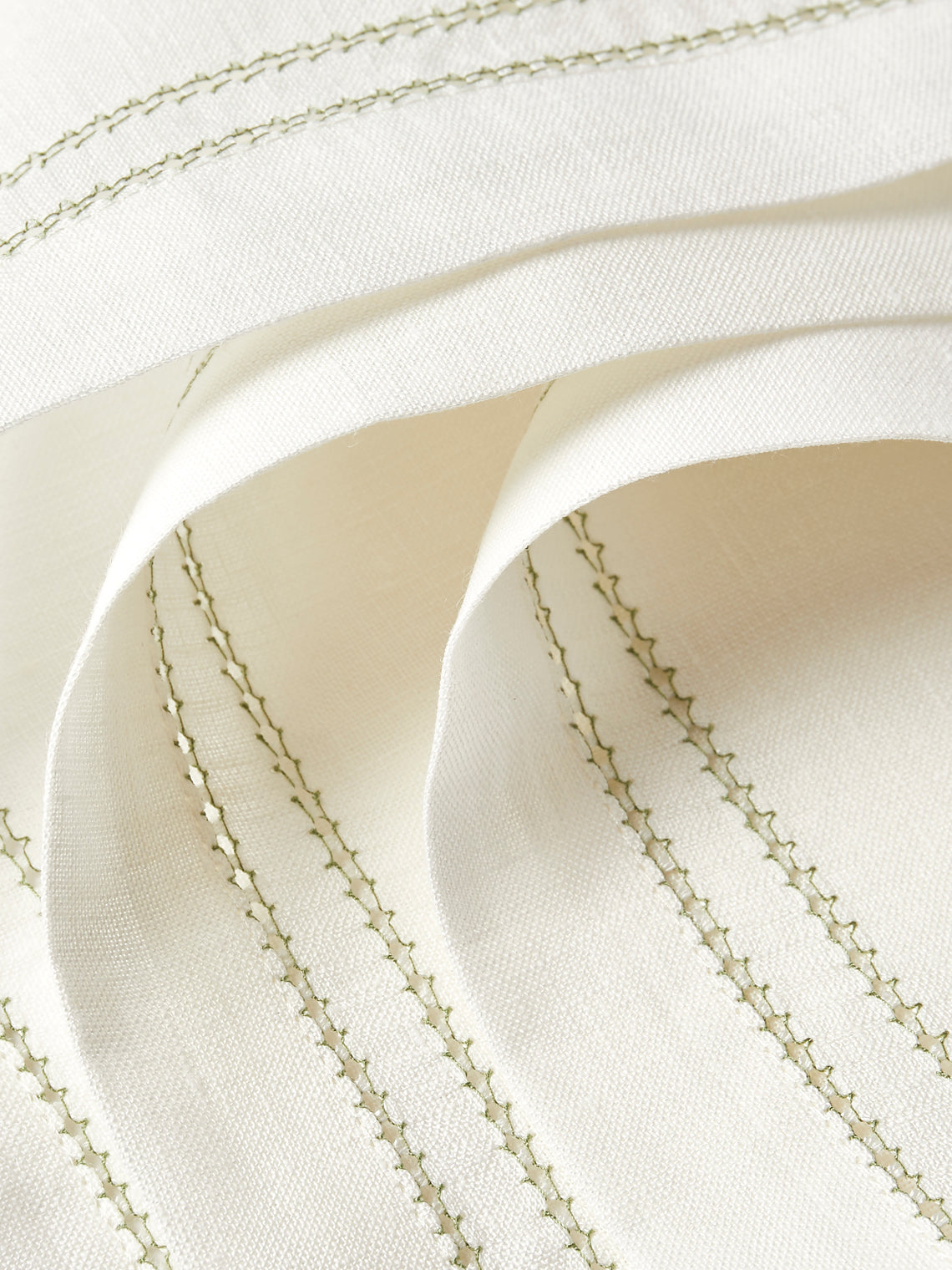 Volga Linen - Botanical Double Hem-Stitch Linen Napkins (Set of 6) - White - ABASK