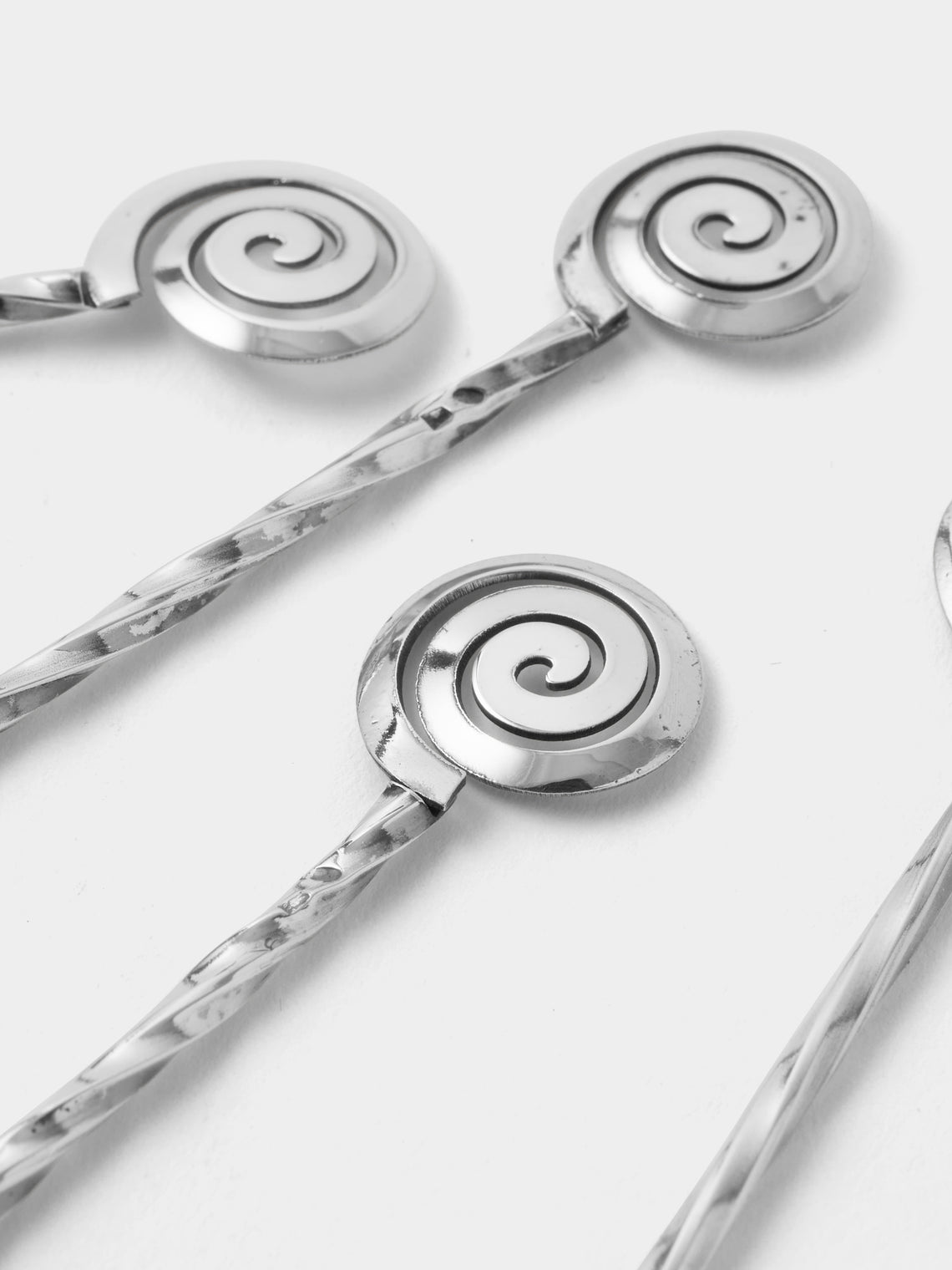 Tavares 1922 - | Set of 4 | Spiral Silver Cocktail Picks - Silver - ABASK