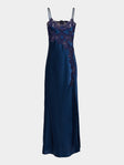 Loretta Caponi - Giadeite Silk and Lace Long Dress - Navy - ABASK - 