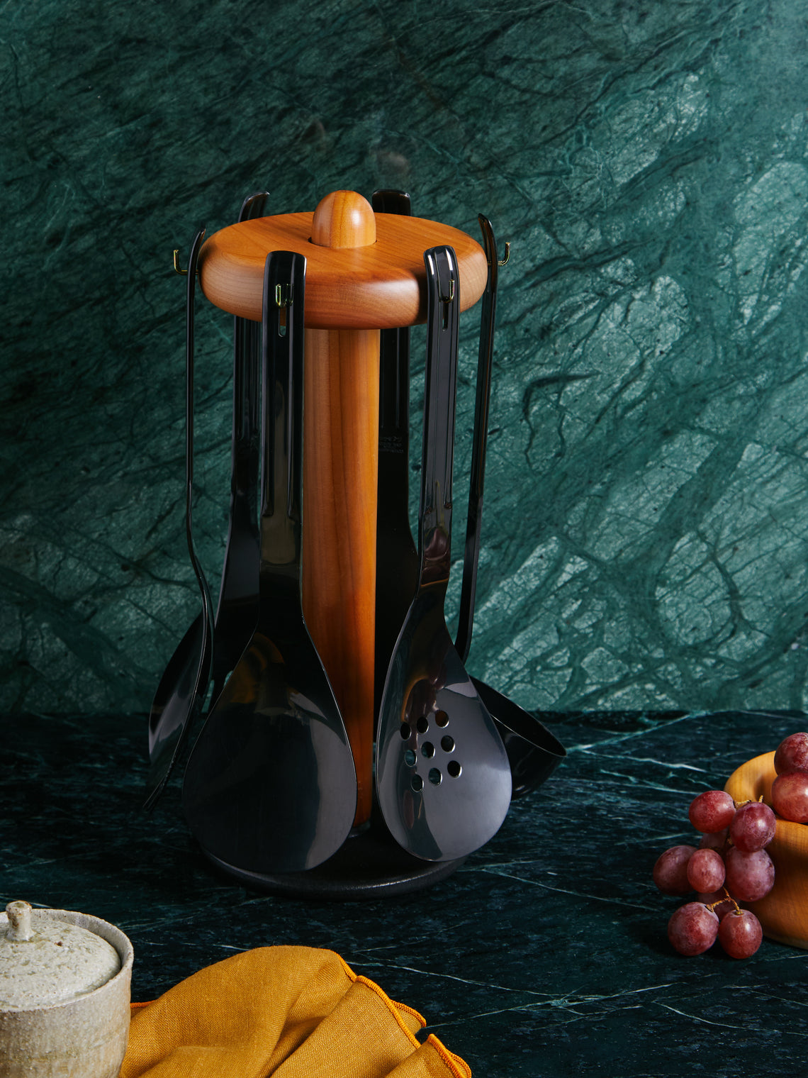 Antique and Vintage - Mid-Century Carl Auböck for Ostovics Culinar Steel Utensils with Holder (Set of 6) -  - ABASK