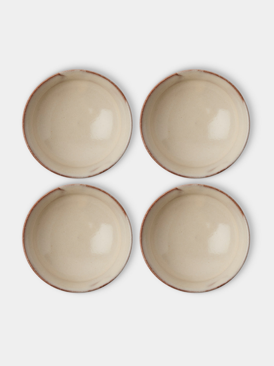 Fuminari Araga - Kohiki Slipware Shallow Bowls – 3.5in/9.5cm (Set of 4) - White - ABASK