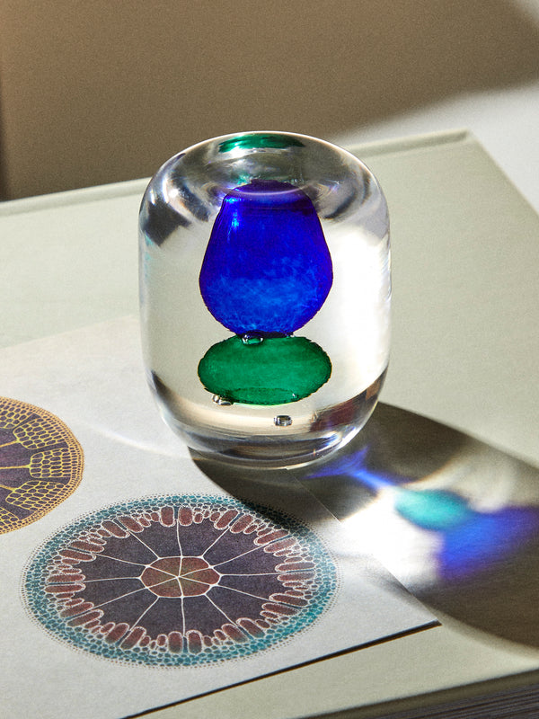 Gather - Hand-Blown Glass Paperweight - Blue - ABASK