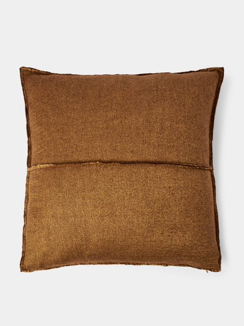 Norlha - Overfelt Ripples Yak and Silk Cushion (19.5in/50cm) - Brown - ABASK - 