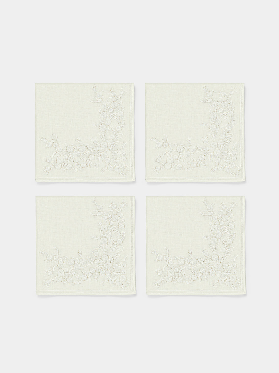 Borgo delle Tovaglie - Venaria Embroidered Linen Napkins (Set of 4) - Ivory - ABASK