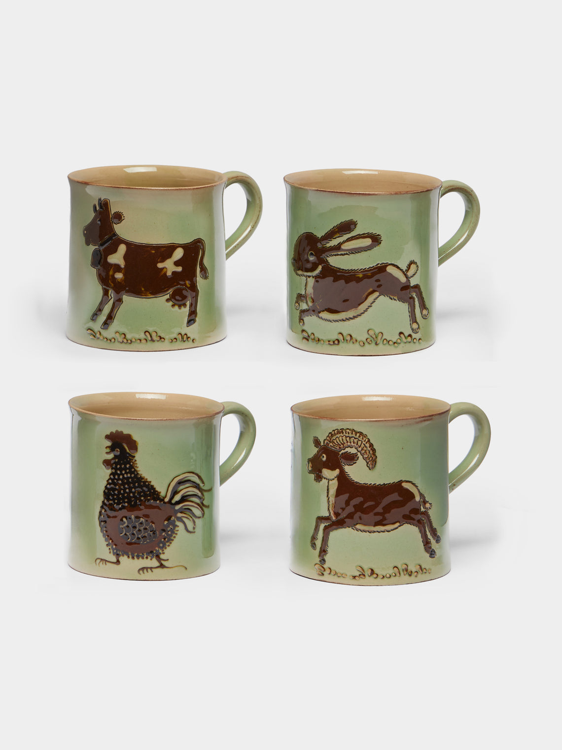 Poterie d’Évires - Animals Hand-Painted Ceramic Mugs (Set of 4) -  - ABASK - 