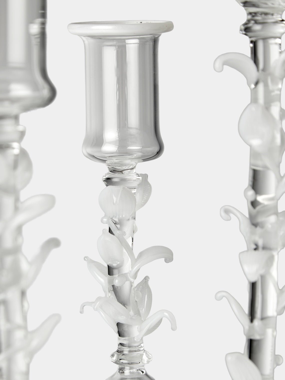 Alya Tannous - | Set of 3 | Liana Hand-Blown Glass Candlesticks - Clear - ABASK