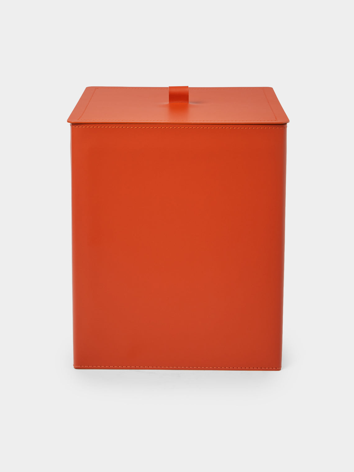 RUDI - Bino Leather Square Lidded Wastepaper Bin - Orange - ABASK - 