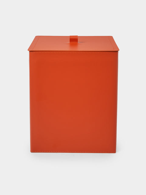 RUDI - Bino Leather Square Lidded Wastepaper Bin - Orange - ABASK - 