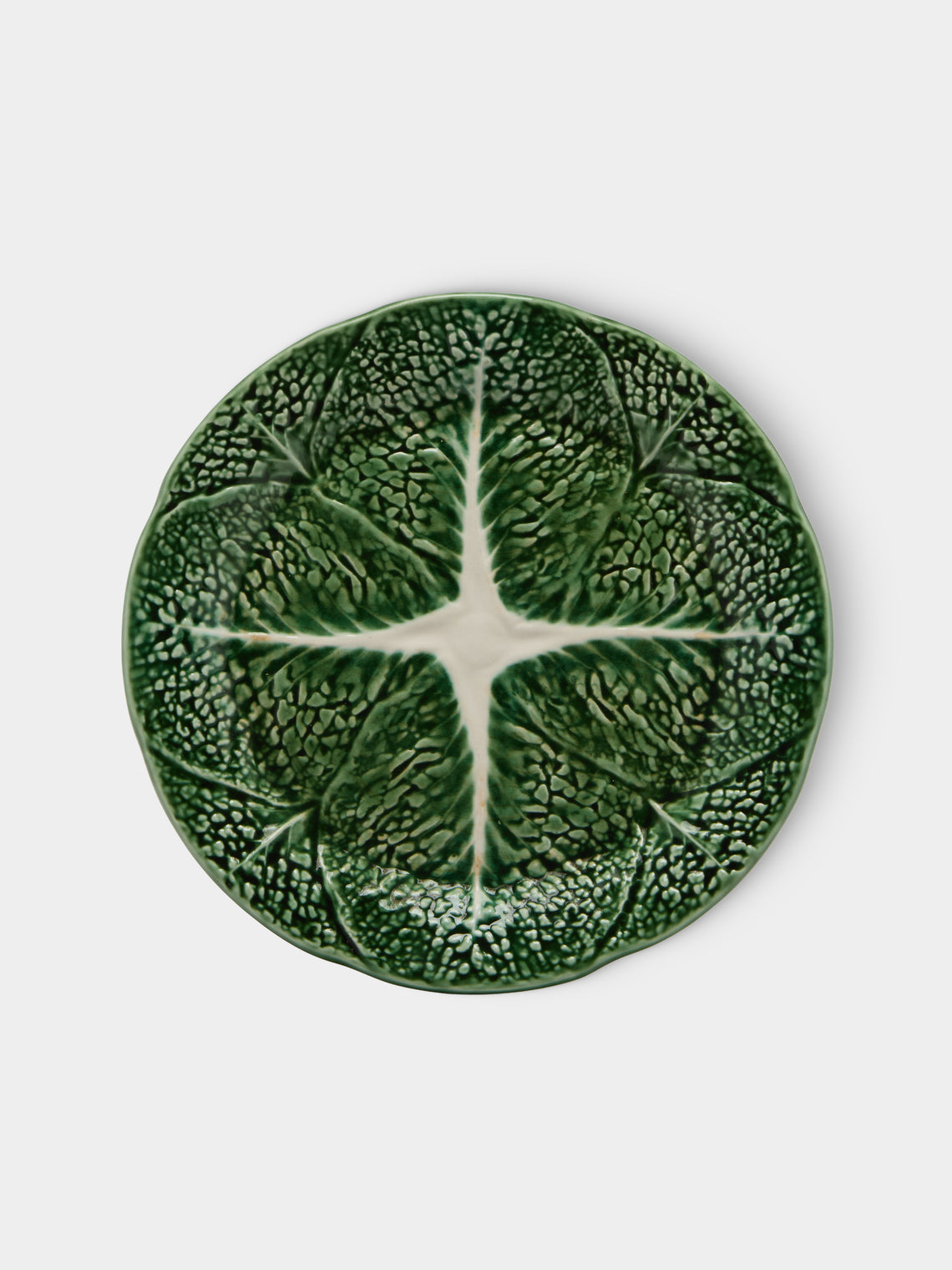 Antique and Vintage - Mid-Century Cabbage Majolica Ceramic Dinner Plates – 10.5in/27cm (Set of 8) - Green - ABASK