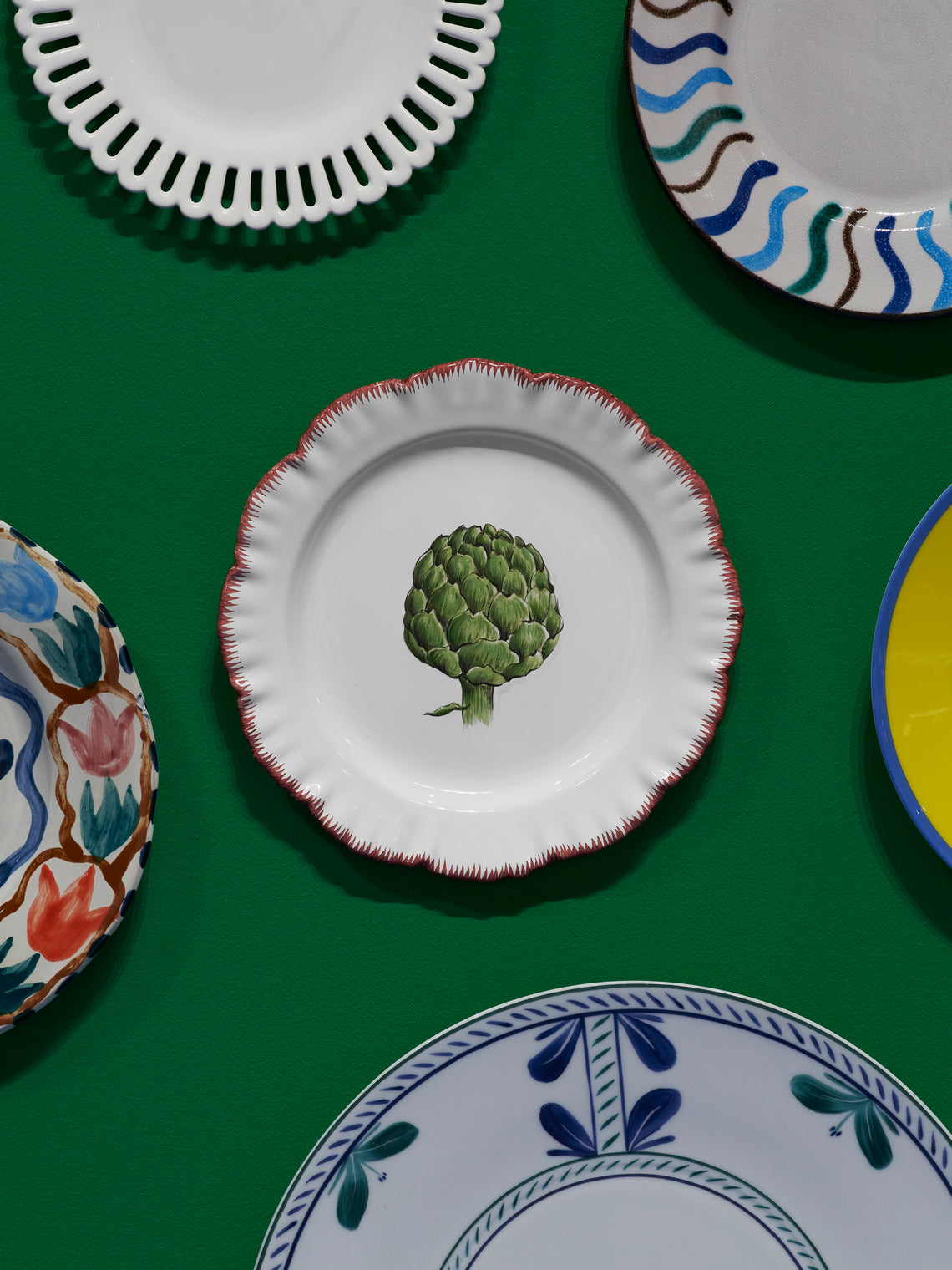 Atelier Soleil - Vegetable Garden Artichoke Hand-Painted Ceramic Side Plate -  - ABASK