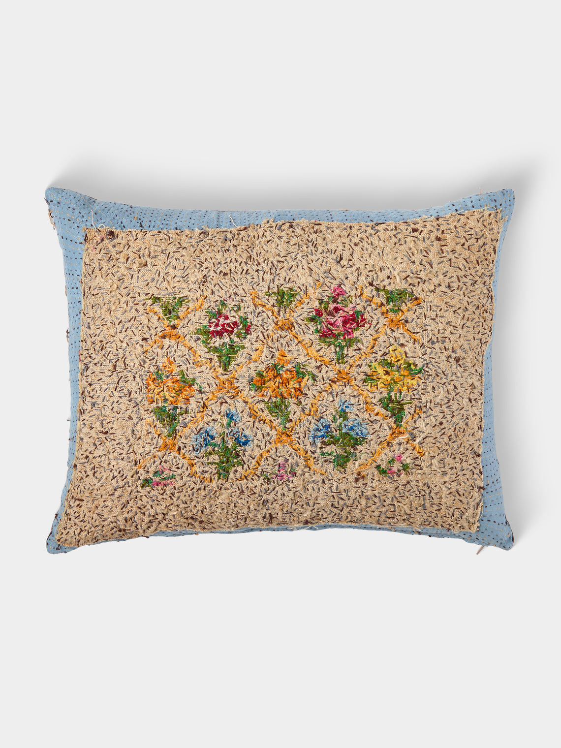 By Walid - 19th-Century Needlepoint Wool and Damask Cushion (21in/54cm) - Multiple - ABASK - 