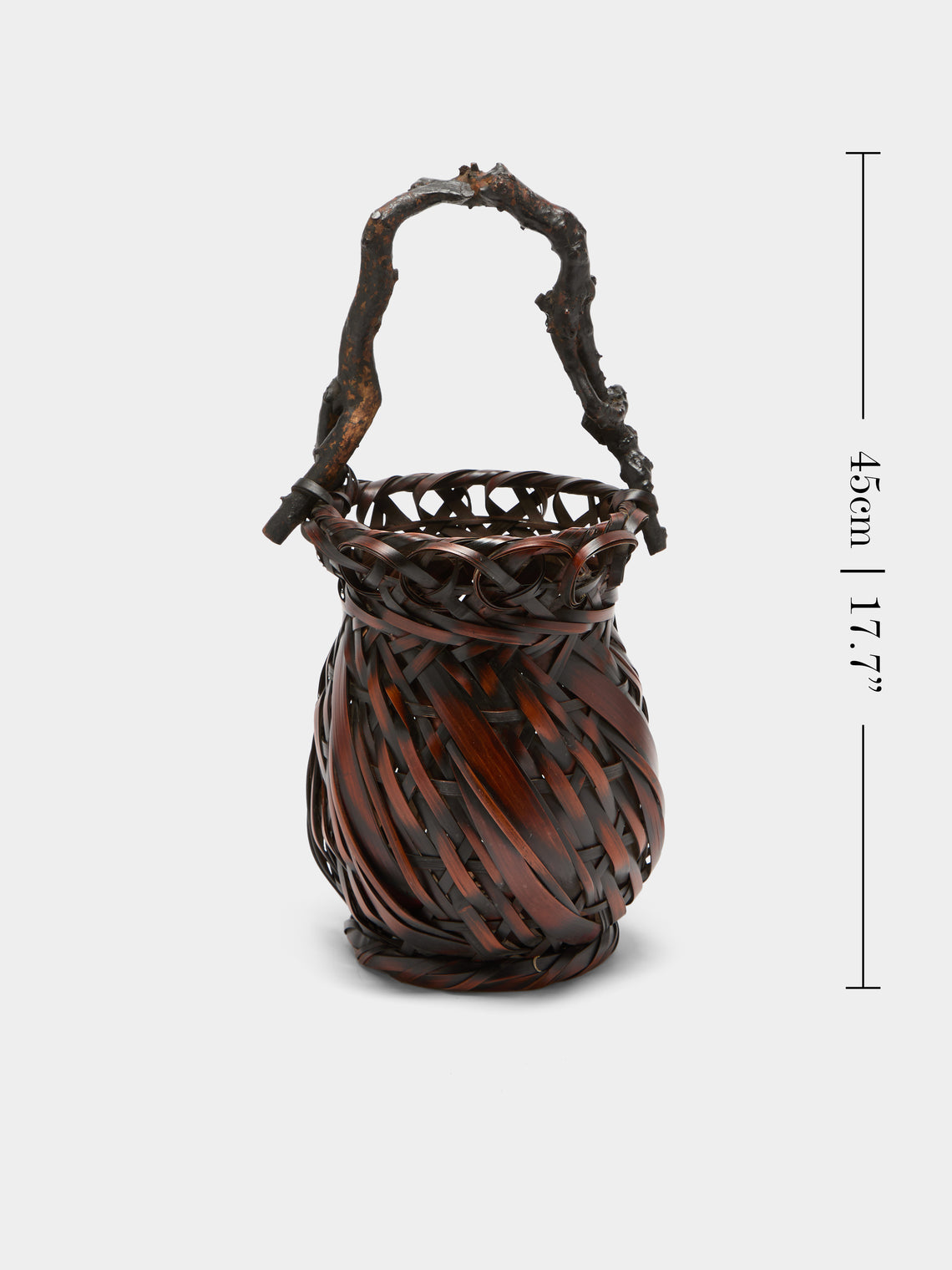 Antique and Vintage - Mid-Century Japanese Bamboo Ikebana Basket - Brown - ABASK