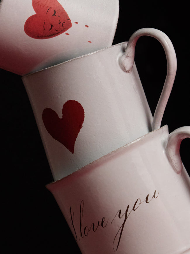 Heart Hand-Glazed Ceramic Mug (Set of 2)