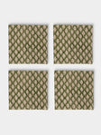 Chamois - Cypress Block-Printed Linen Napkins (Set of 4) - Green - ABASK - 