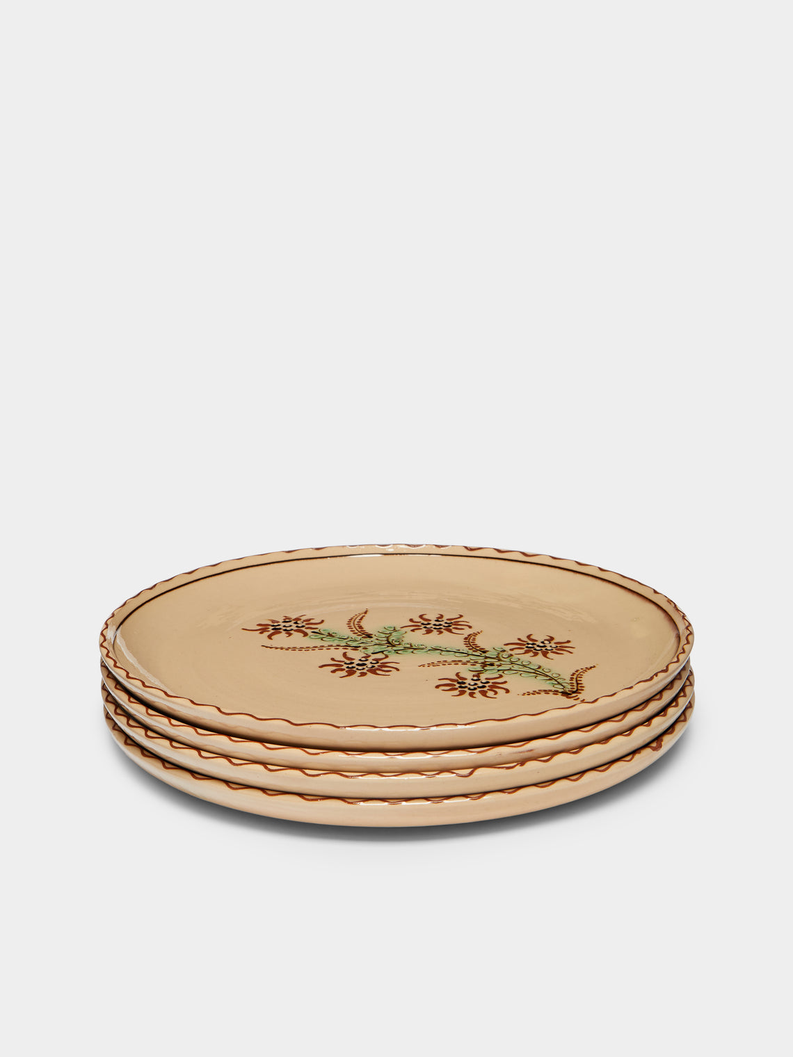 Poterie d’Évires - Flowers Hand-Painted Ceramic Dinner Plates (Set of 4) -  - ABASK