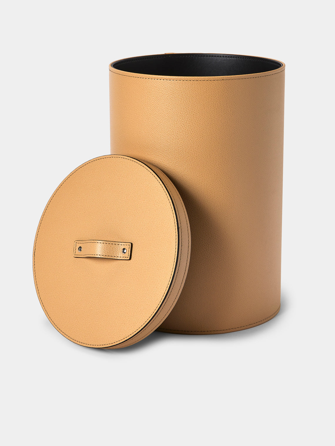 Pinetti - Leather Wastepaper Bin - Beige - ABASK