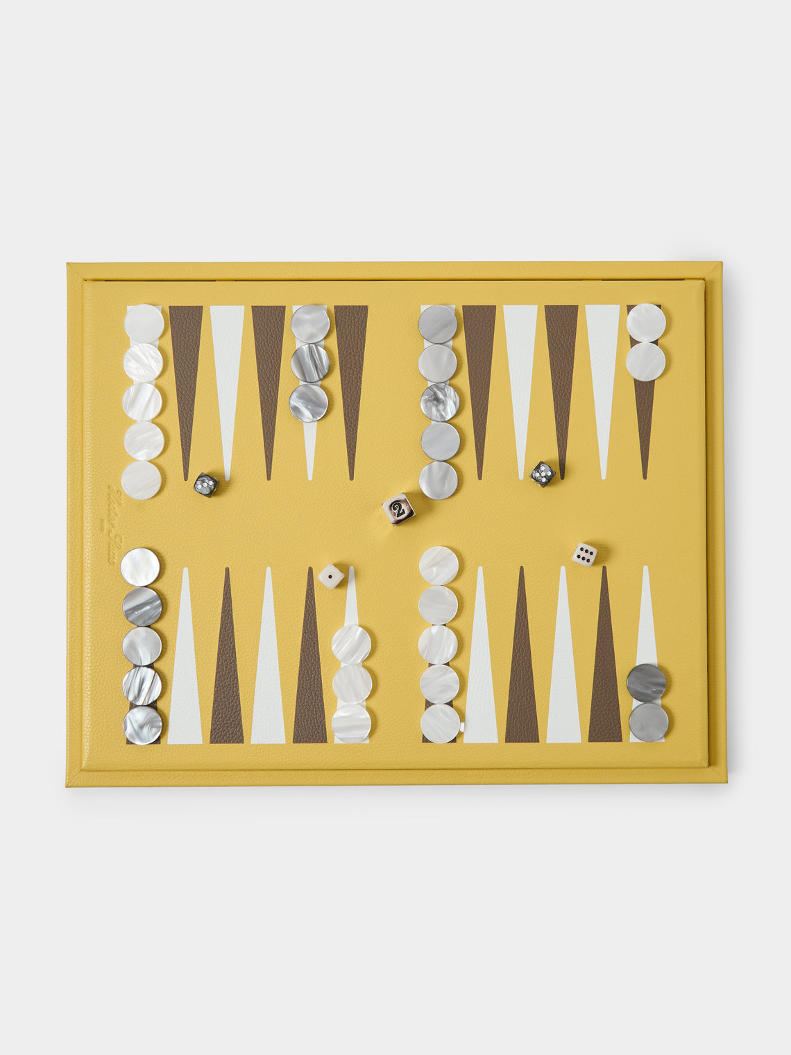 Hector Saxe - Leather Backgammon, Checkers, Chess and Dominoes Compendium - Yellow - ABASK