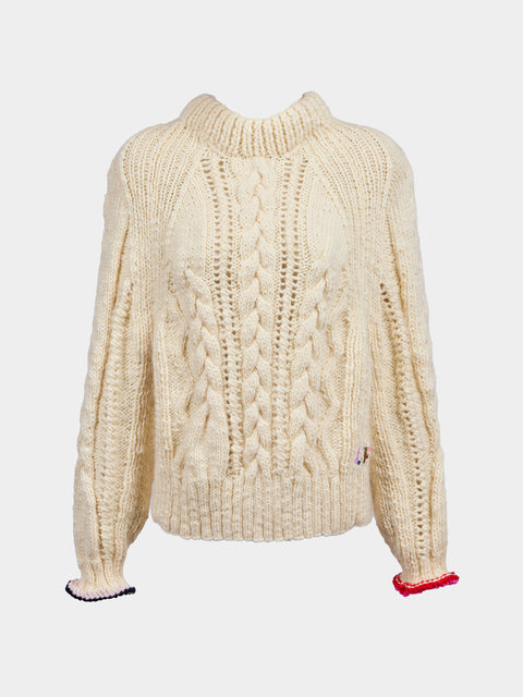 La Fetiche - Marianne Hand-Knitted Wool Sweater | Size: S - Cream - ABASK - 
