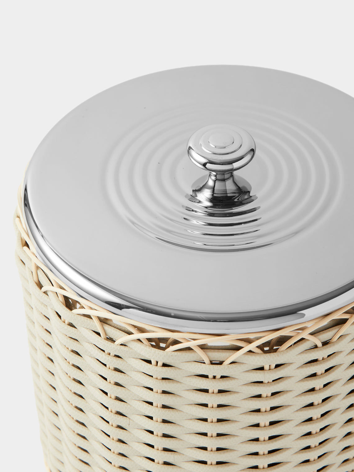 Pigment France - Menton Leather and Rattan Large Ice Bucket - Cream - ABASK