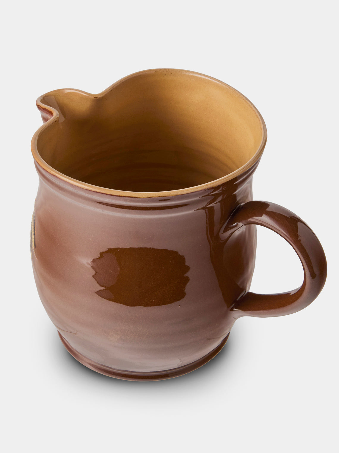 Poterie d’Évires - Chickens Hand-Painted Ceramic Medium Jug - Light Brown - ABASK