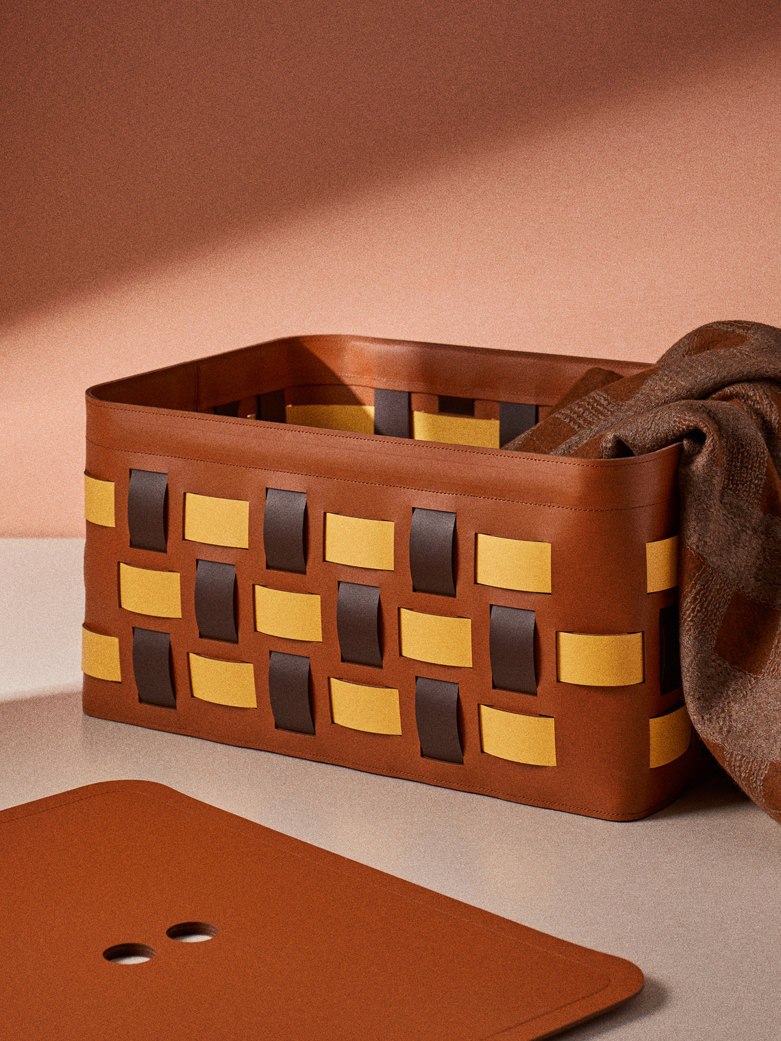 Rudi - Lisbona No. 16 Leather Rectangular Basket - Multiple - ABASK