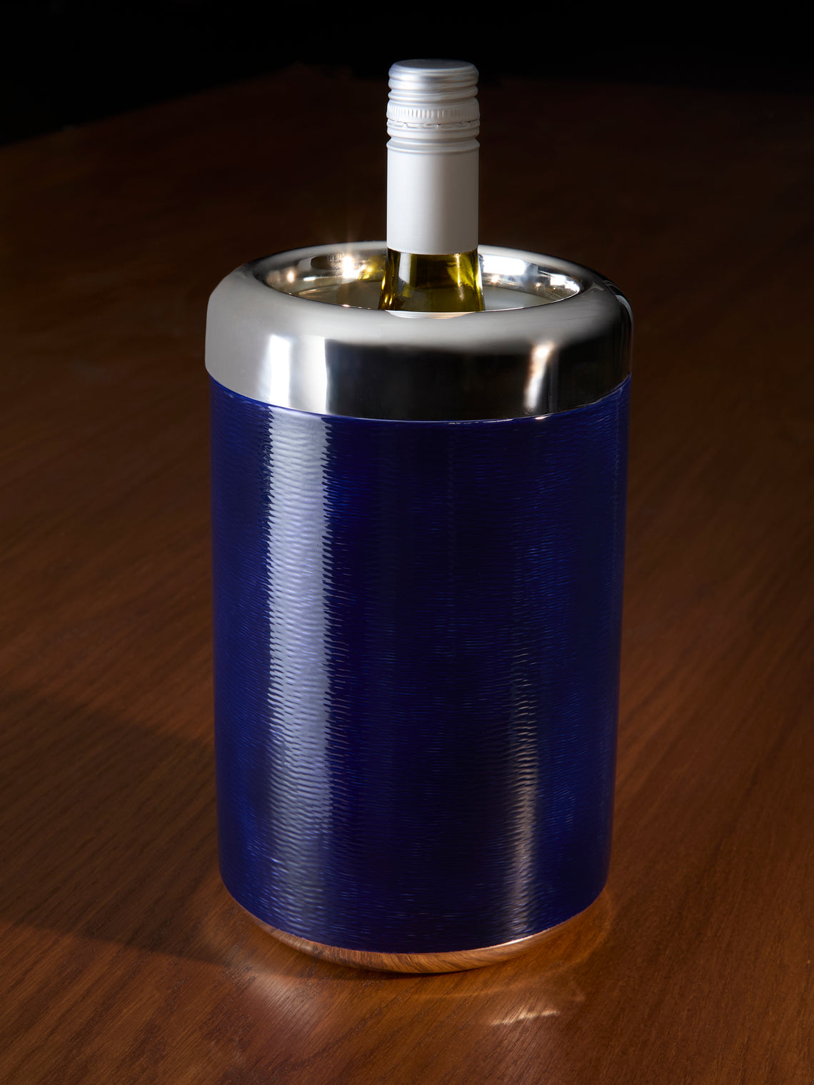 Zanetto - Velvet Enameled Silver-Plated Wine Cooler - Navy - ABASK