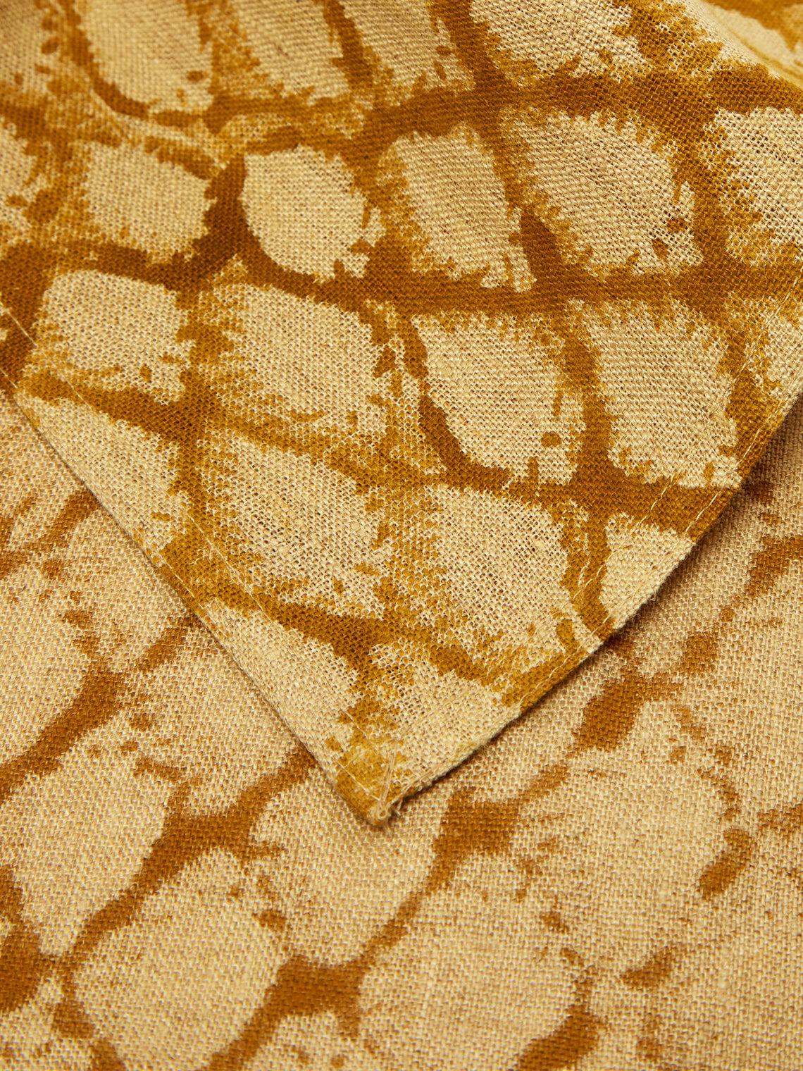 Chamois - Cypress Block-Printed Linen Napkins (Set of 4) - Orange - ABASK