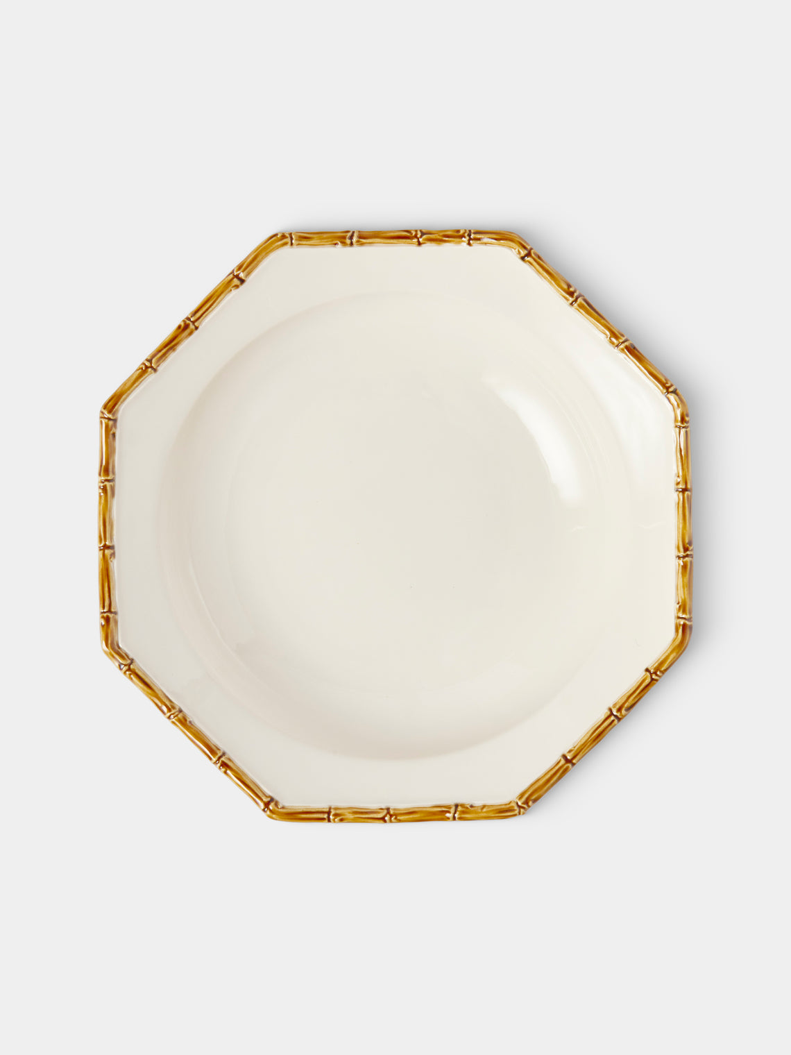 Verdolini - Bamboo Hand-Painted Ceramic Salad Bowl - White - ABASK