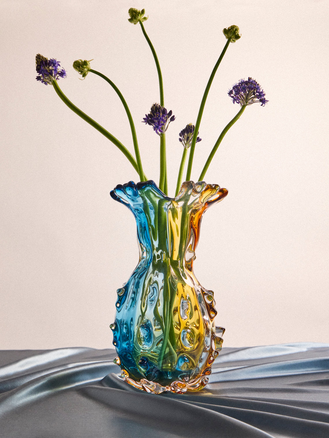Antique and Vintage - 1980s A. Dal Borgo Murano Glass Vase (11in/28.5cm) - Yellow - ABASK