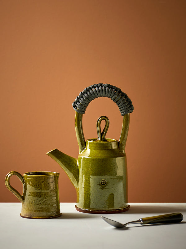 Neville Tatham - Slipware Teapot and Creamer - Green - ABASK