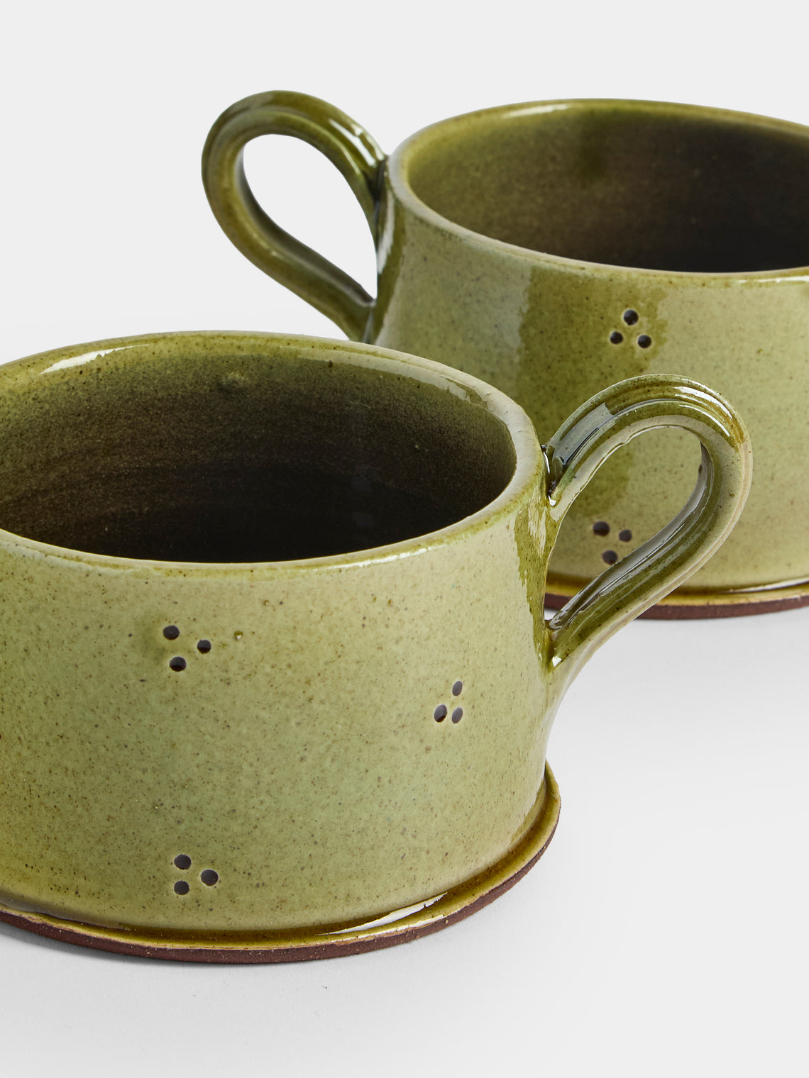 Neville Tatham - Slipware Teacups (Set of 4) - Green - ABASK