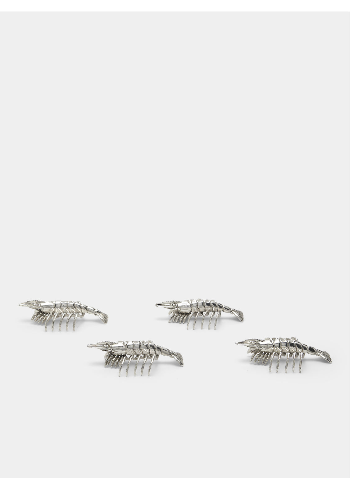 Objet Luxe - Shrimp Silver-Plated Chopstick Rests (Set of 4) - Silver - ABASK