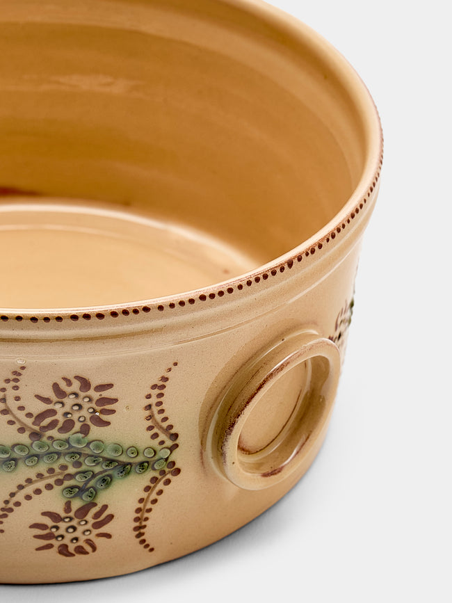 Poterie d’Évires - Flowers Hand-Painted Ceramic Round Pie Dish - Cream - ABASK