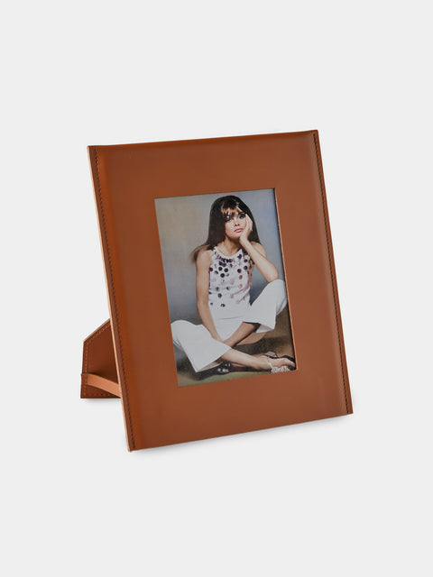 Rabitti 1969 - Simple Saddle Leather Photo Frame (4x6") - Orange - ABASK - 