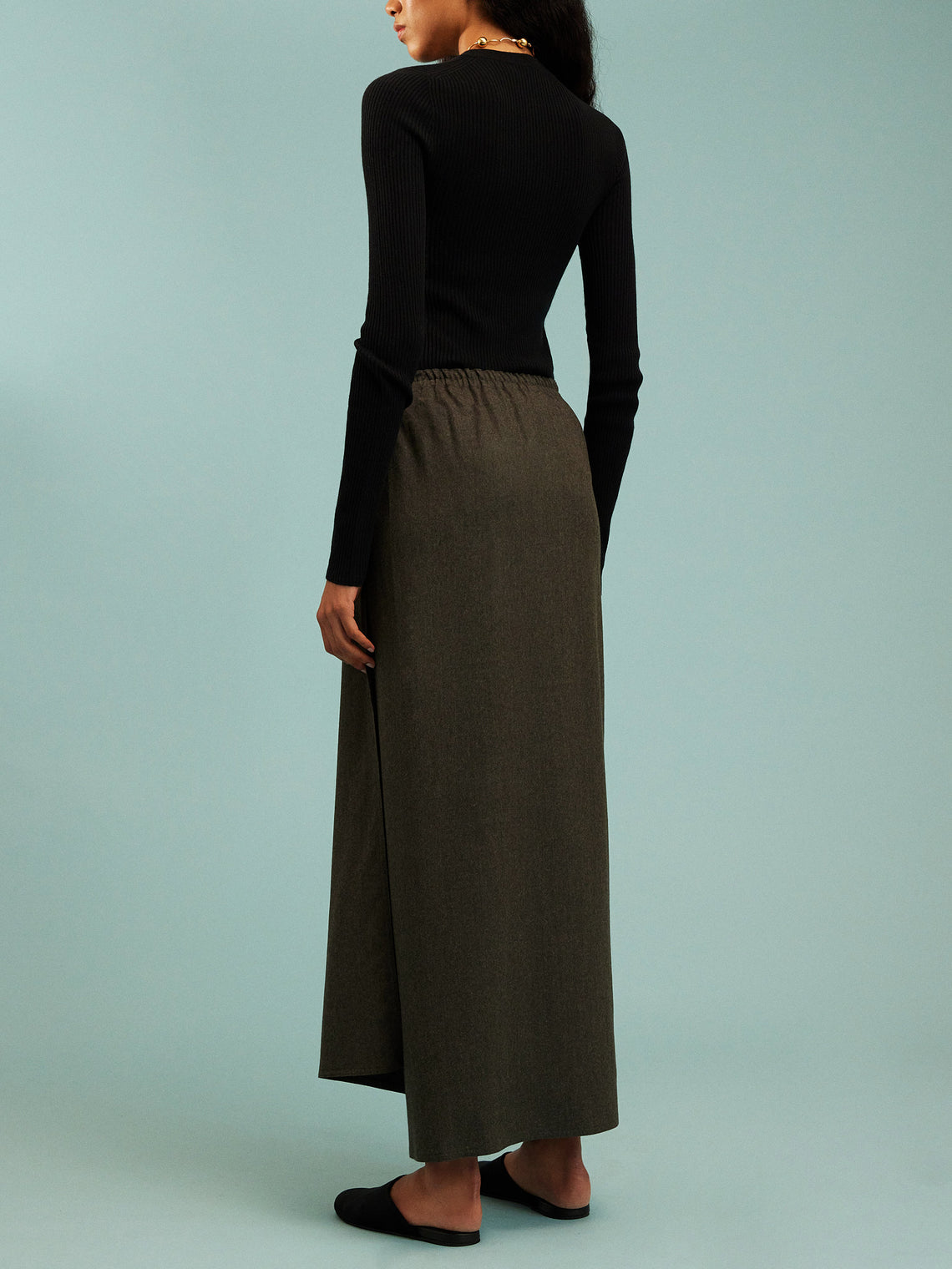 Dusan - Wool Long Sarong Skirt | Size: S - Dark Green - ABASK