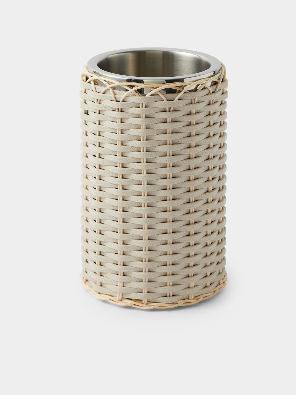 Pigment France - Menton Leather and Rattan Bottle Cooler - Cream - ABASK - 