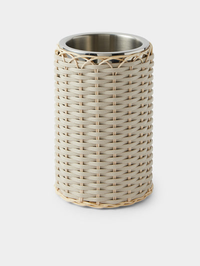 Pigment France - Menton Leather and Rattan Bottle Cooler - Cream - ABASK - 