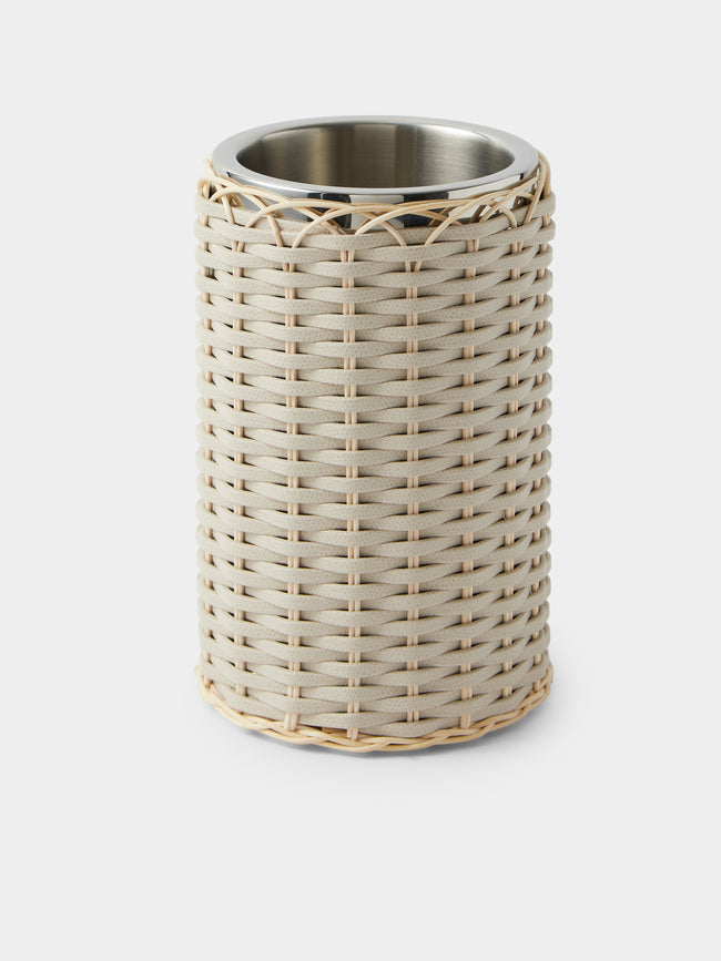 Pigment France - Menton Leather and Rattan Bottle Cooler - Cream - ABASK - 