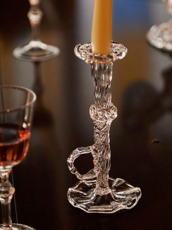 Alexander Kirkeby - Hand-Blown Crystal Single Candle Holders (Set of 2) - Clear - ABASK