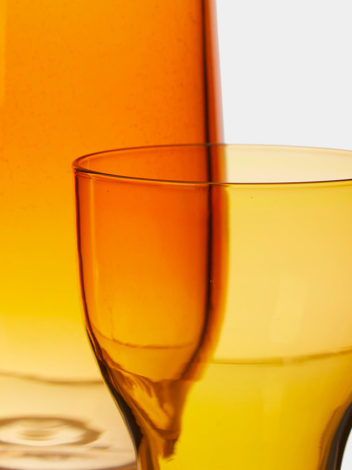 Kickie Chudikova - Danube Hand-Blown Murano Glass Carafe & Glass - Yellow - ABASK