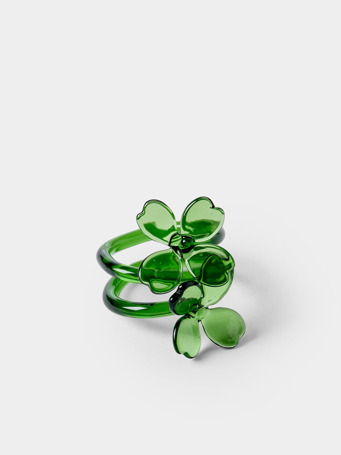 Casarialto - | Set of 6 | Nature Fortuna Hand-Blown Glass Napkin Rings - Green - ABASK