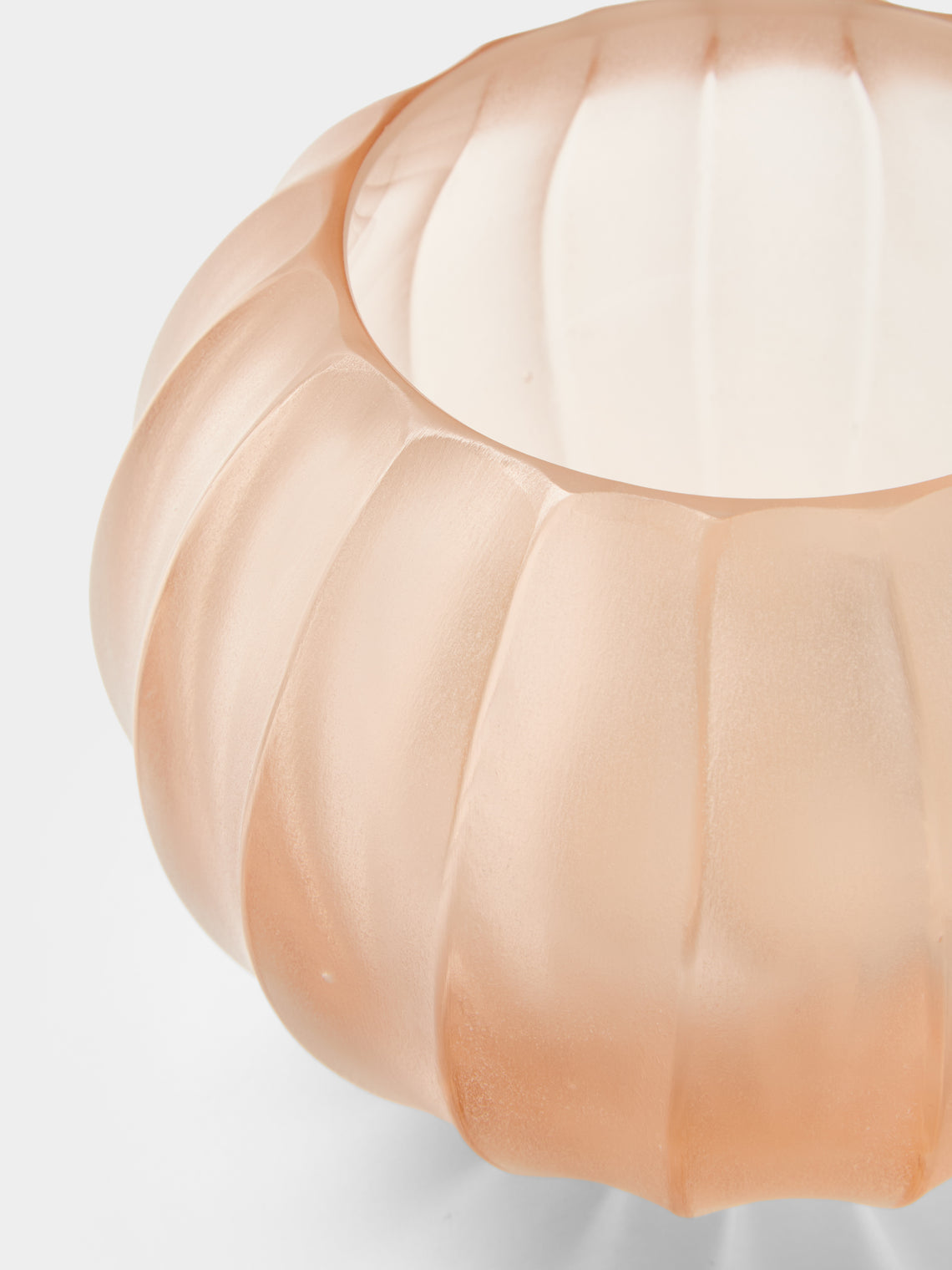 Micheluzzi Glass - Bocia Rose Coste Hand-Blown Murano Glass Vase (6in/16cm) - Pink - ABASK