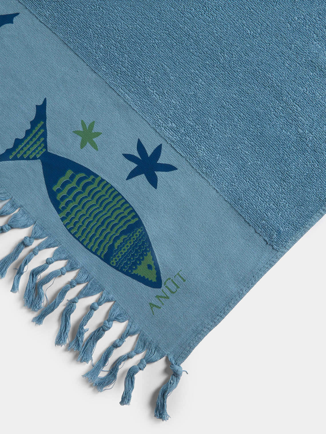 Anut Cairo - Big Fish Hand-Printed Cotton Beach Towels (Set of 2) - Blue - ABASK