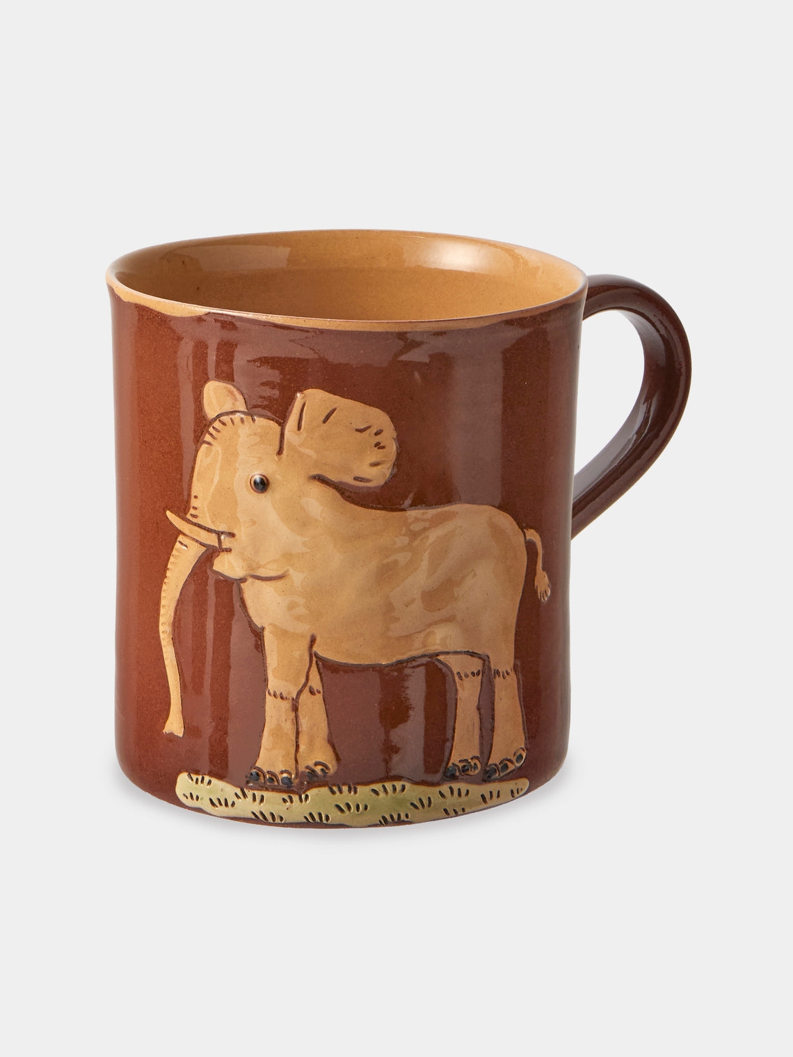 Poterie d’Évires - Animals Hand-Painted Ceramic Mugs (Set of 4) - Light Brown - ABASK