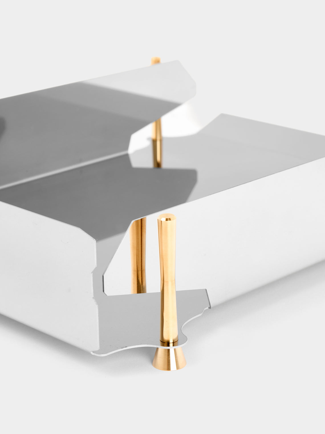 AnObjct - Lyra Stainless Steel and Brass Stackable Paper Tray (14in/36cm) - Silver - ABASK