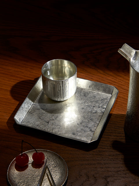 Seikado - Pewter Octagonal Folding Tray (6in/15cm) - Silver - ABASK