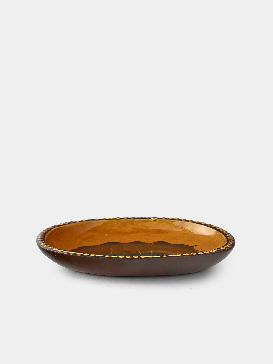 Aono Pottery - Slipware Oval Dish - Brown - ABASK