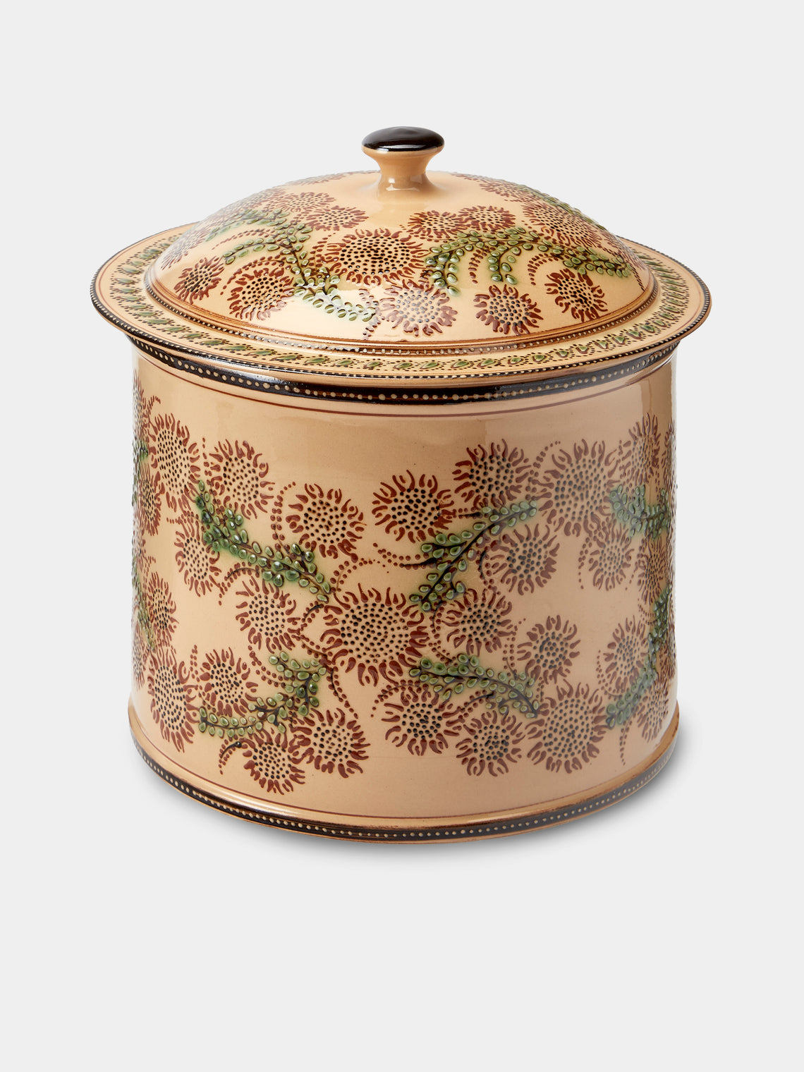 Poterie d’Évires - Flowers Hand-Painted Ceramic Extra Large Pot - Cream - ABASK - 