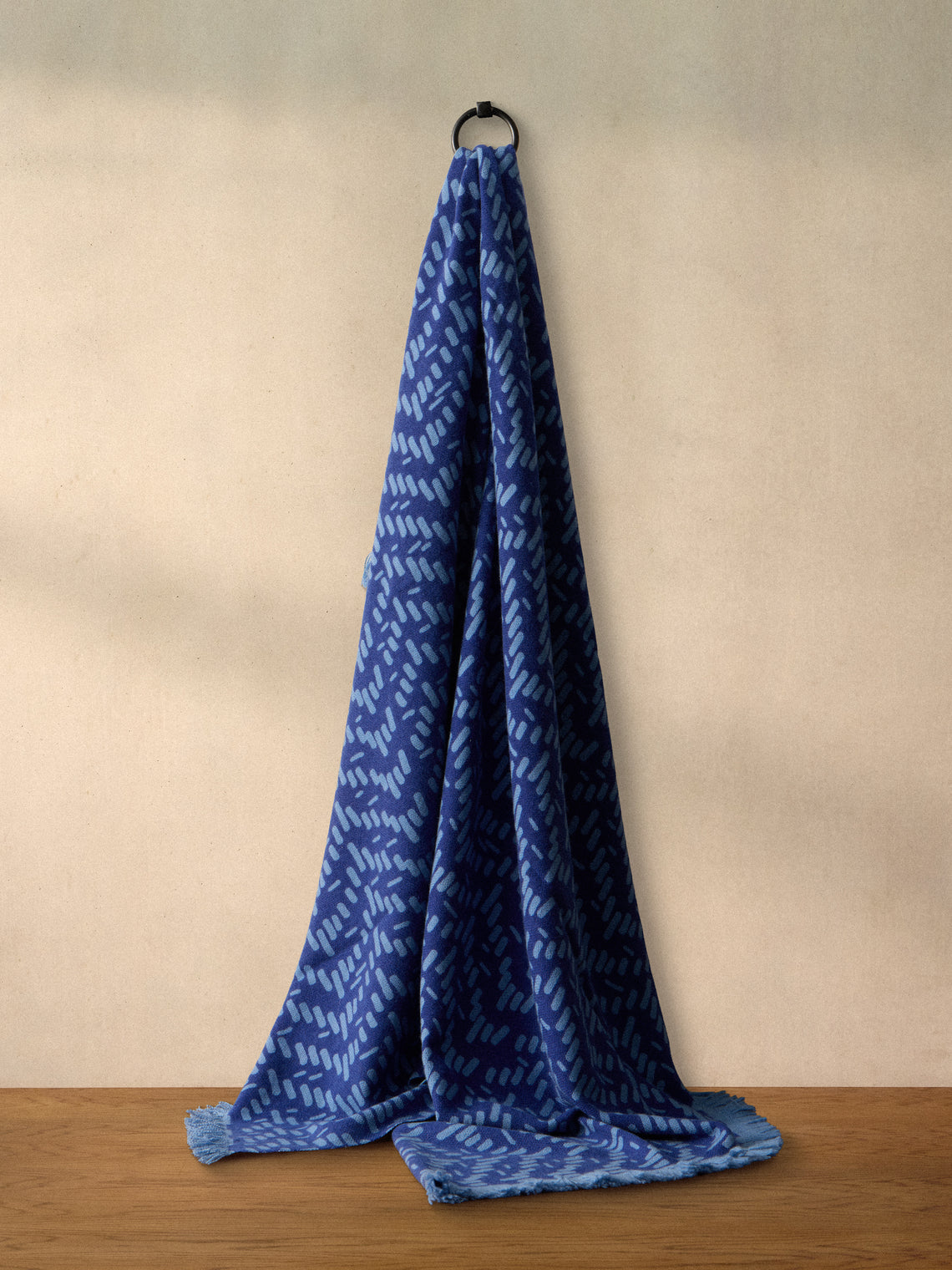 Saved NY - Cashmere Printed Throw (71in/1.8m) - Blue - ABASK